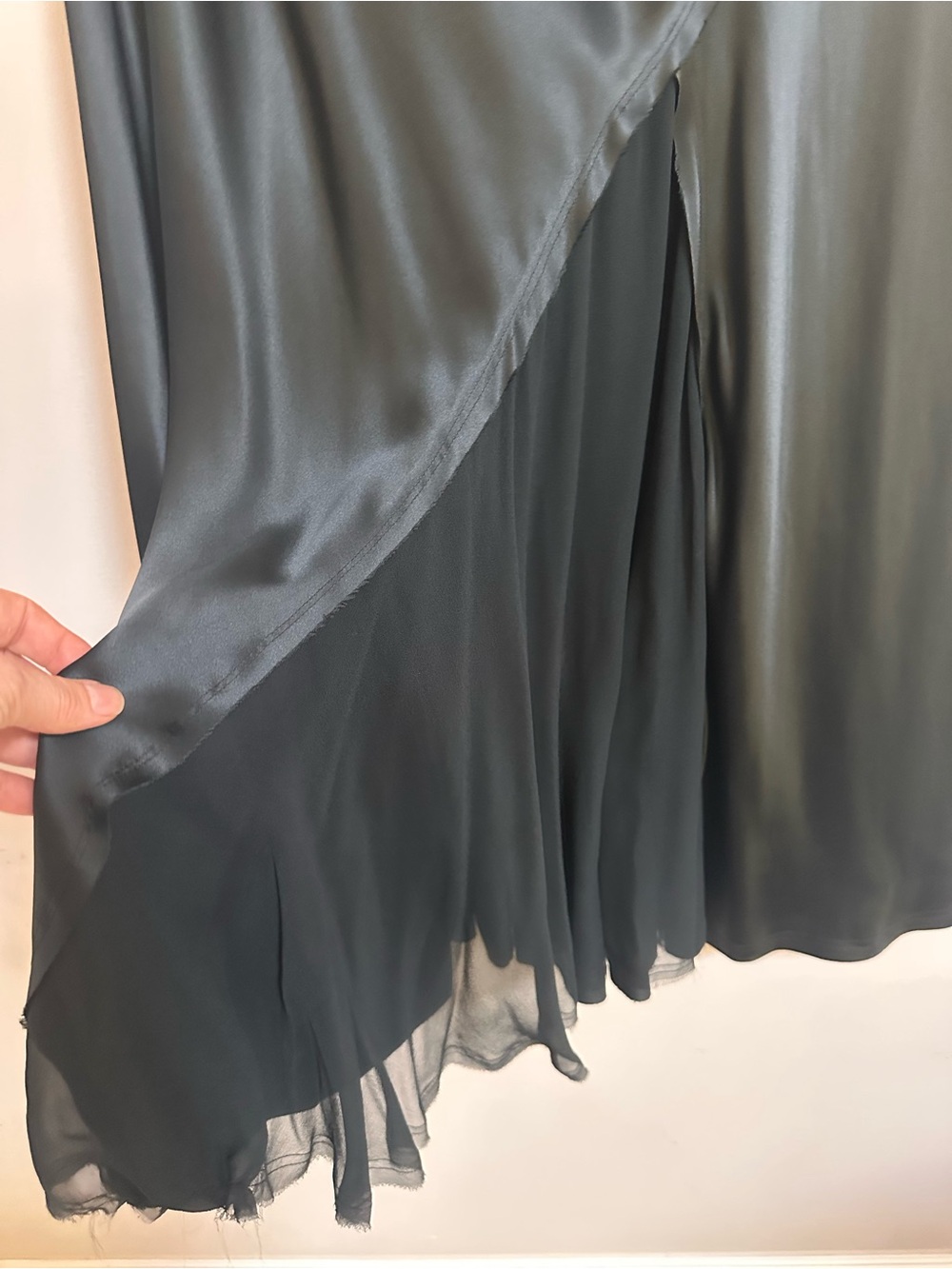 GO BY GO SILK Black Satin A-Line Midi Skirt - Picture 2 of 7